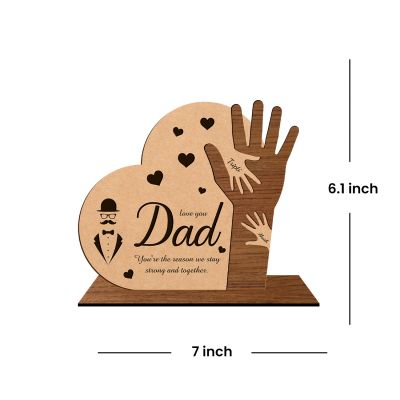 Love You Dad Family Hand Holding Wooden Frame Customize With Name Fathers Day Gift From Daughter & Son , Birthday Gift For Dad , Surprise Gift For Dad